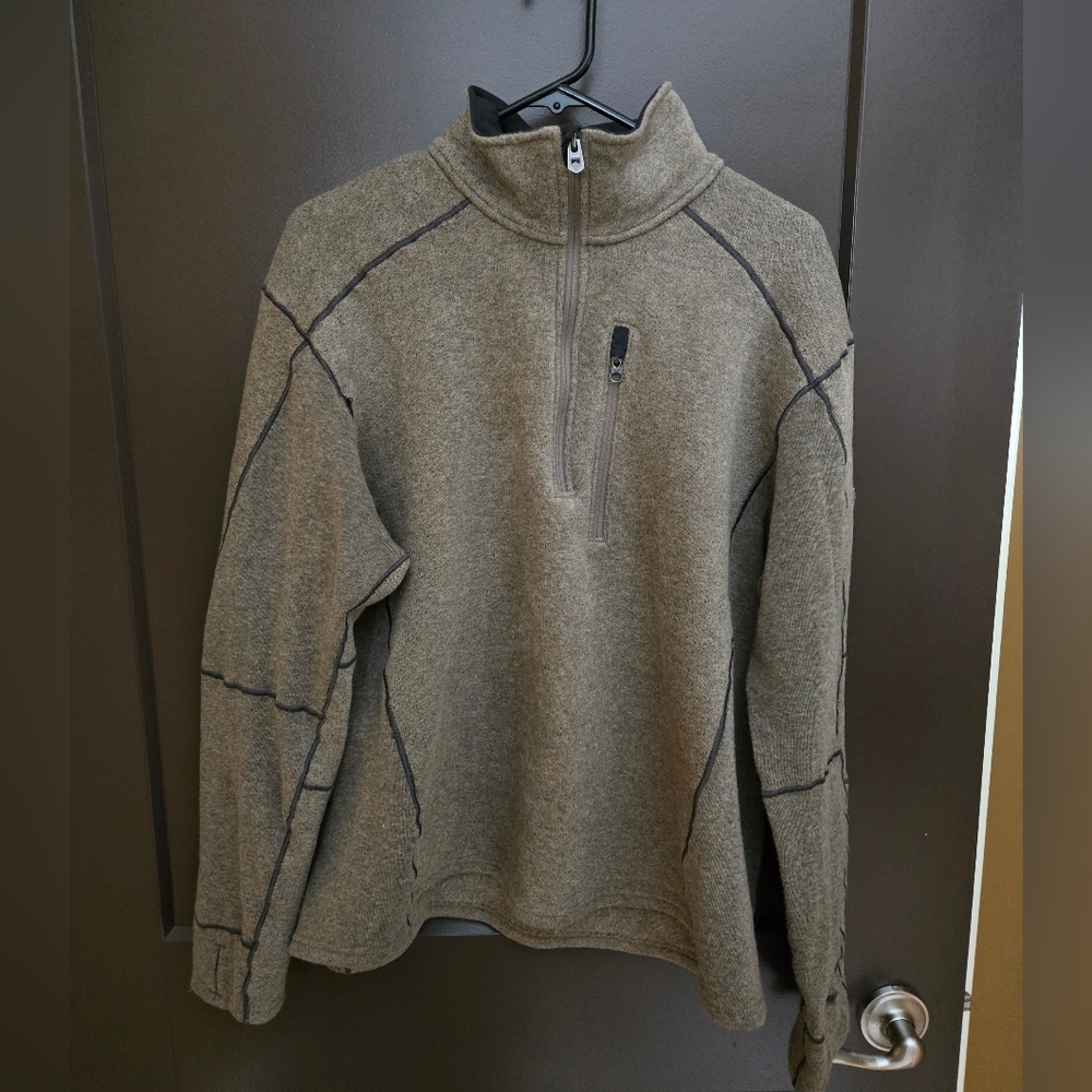 Kuhl Taupe/khaki Cozy Quarter-Zip Sweater